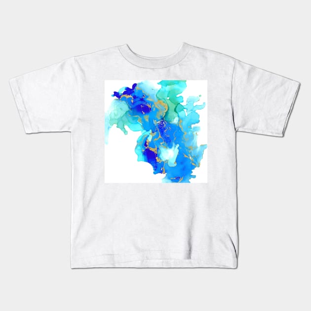 Gtropical ocean abstract alcohol ink print Kids T-Shirt by likapix